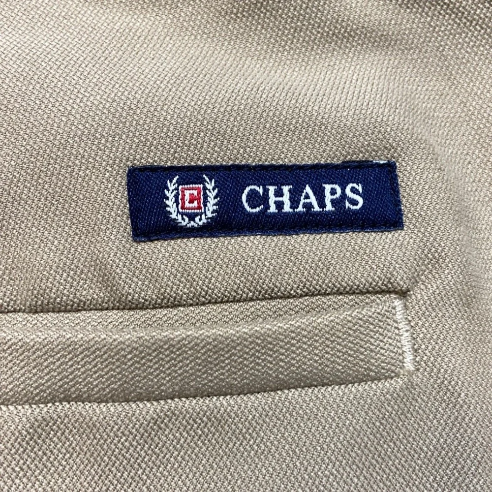 Chaps Mens‎ Khaki Chino Shorts Tan Flat Front Cotton Blend Size 40 Golf Casual